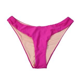 J. Crew Hot Pink Curved Waist Cheeky Bikini Bottom New With Tags Women's Size M